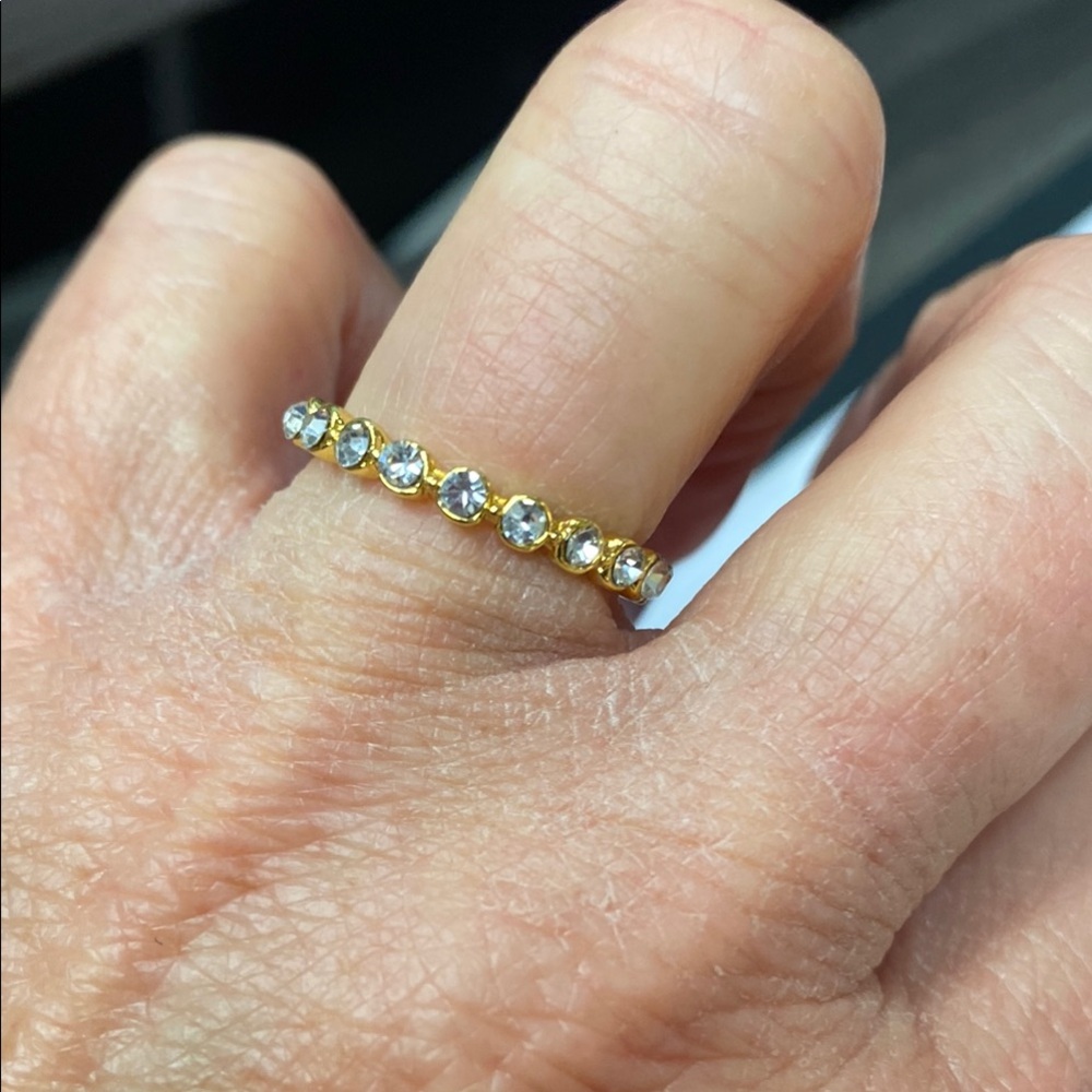 Gold Crystal Eternity Band Ring - Clear Stones
